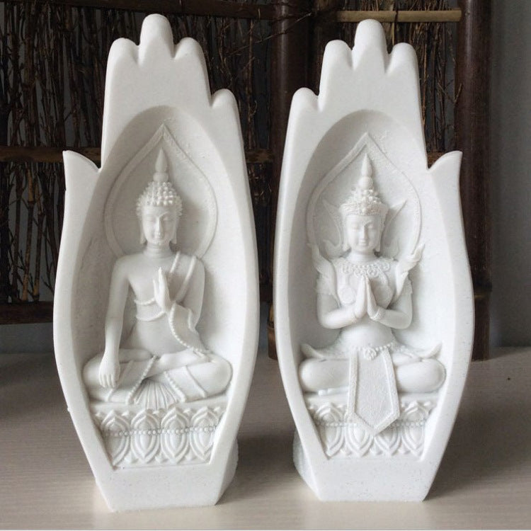 Escultura de Mano de Buda en Resina Creativa para Decoración del Hogar